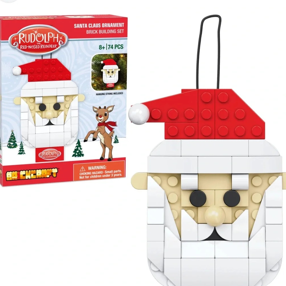 LEGO BRICKCRAFT Rudolph Santa Claus Ornament Brick Building Hanging Decor NEW